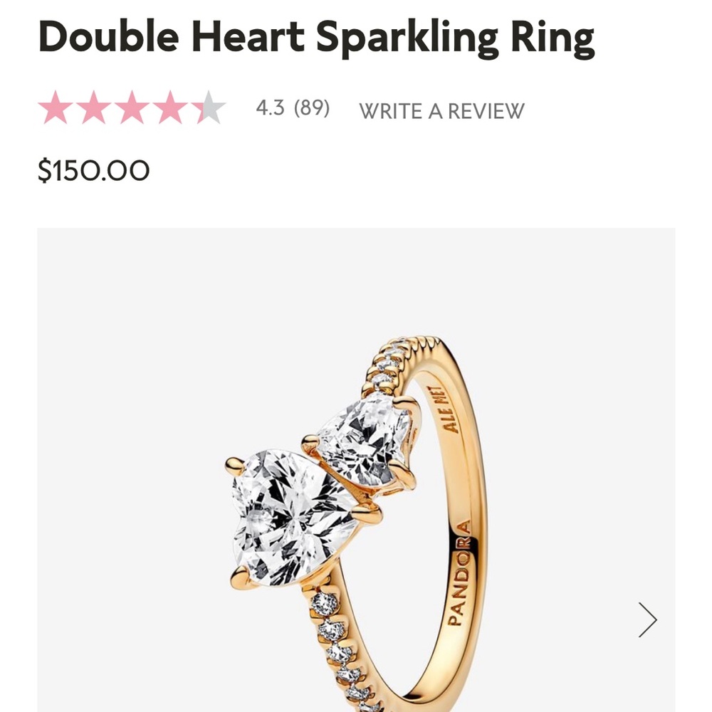 Double heart sparkling ring. (Pandora)